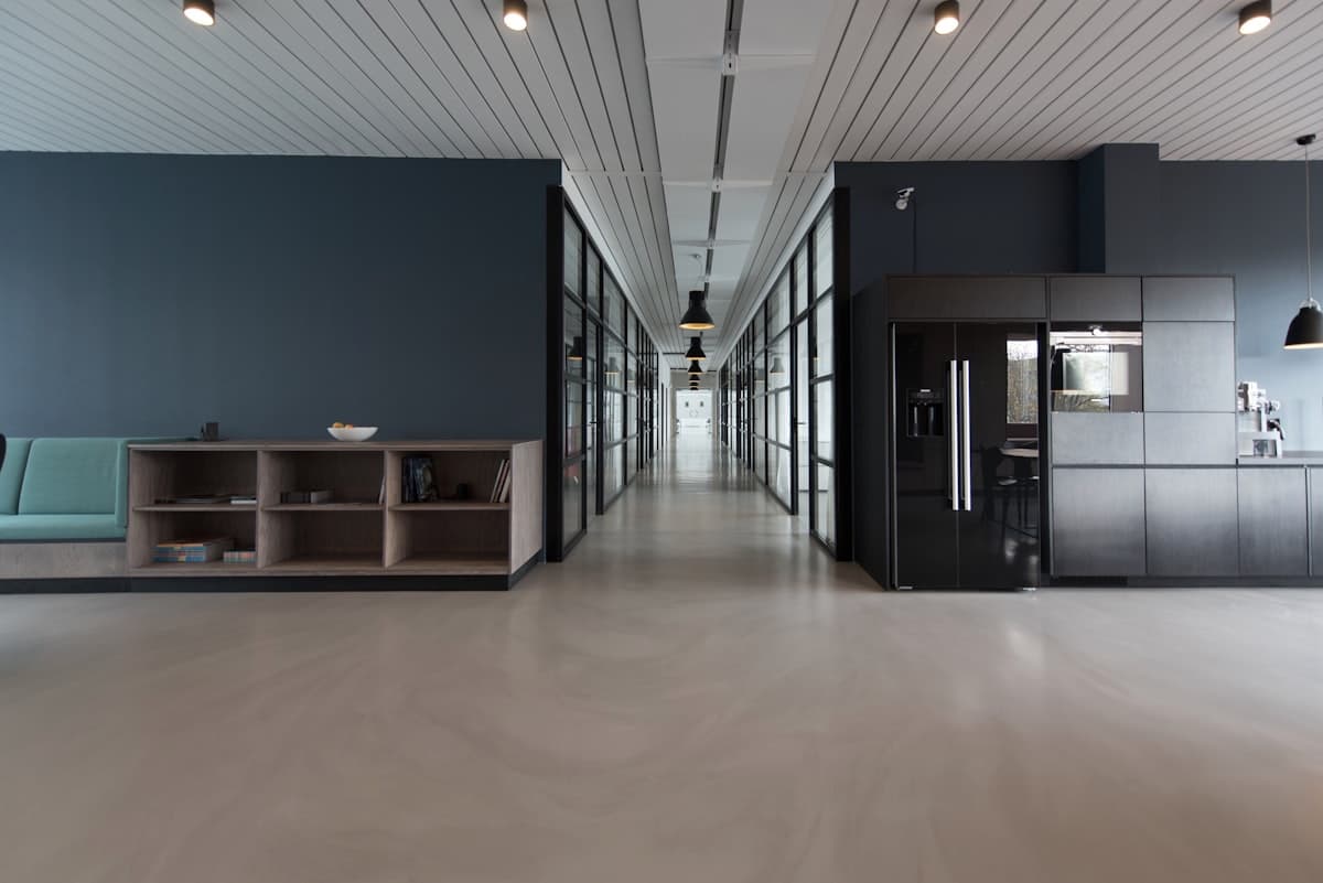 Modern conference room overlooking city skyline