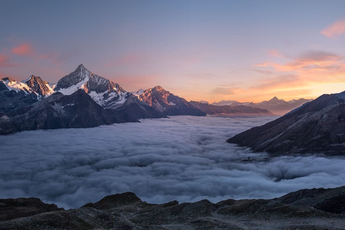 Mountain peak above the clouds
